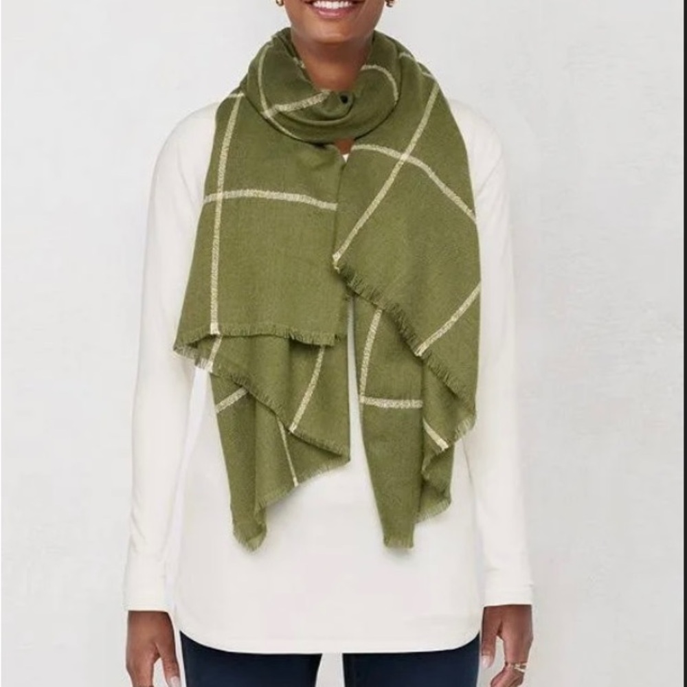 LC Lauren Conrad Grid Plaid Soft Wrap Scarf